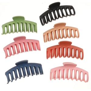 Set of 7 large plastic matte shark hair claws in assorted colors for thick hair styling