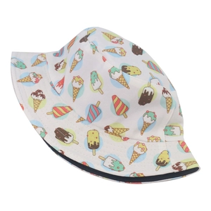 Chapeau bob en coton blanc avec imprimé glaces colorées et bord pare-soleil