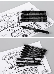 Macro detail of waterproof needle tip pens for professional comic drawing and sketching