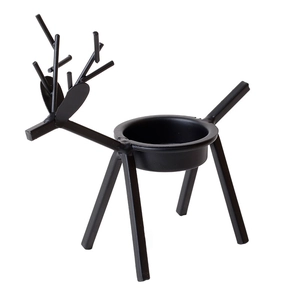 Minimalist black iron reindeer candle holder for festive European style table decoration