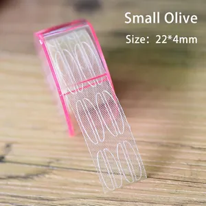 Olive-shaped lace eyelid tape roll with natural mesh texture for invisible makeup look