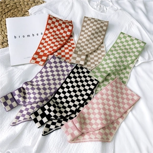 Classic checkered knit neck warmer scarves in multiple colors for autumn and winter