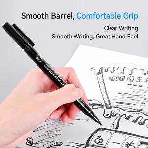 Hand holding a professional waterproof graphic fineliner pen for precise drawing and sketching