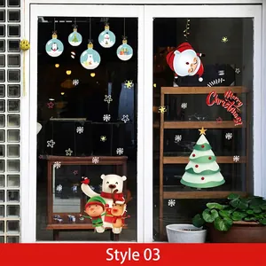 Merry Christmas window stickers featuring Santa Claus and polar bear for holiday decor