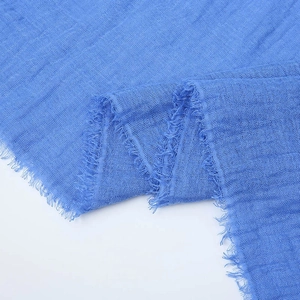 Women Fashion Cotton Linen Scarf Casual Solid Color Pleated Long Shawl With Four-Side Tassels Daily Travel Wear