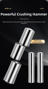 Close-up of solid 304 stainless steel pestle with heavy-duty ergonomic curved handle