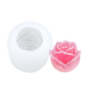 3D rose flower silicone mold for DIY candles and ice balls, featuring white silicone material