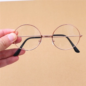 Lunettes de Père Noël rondes classiques avec monture en métal or rose pour cosplay