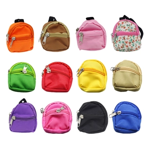 Set of 12 colorful double-layer miniature canvas backpacks for dolls and coin purses