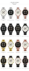 Overview of 16 multi-color Geneva men's business watches with metal steel bands in a grid layout