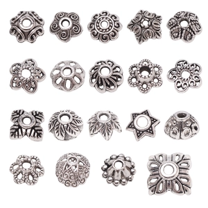 Vintage Silver Alloy Bead Caps Flower Petal Spacer Beads Hollow Out Filigree Jewelry Making Components For DIY Bracelet