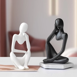 Modern minimalist black and white abstract thinker statues for luxury home decor