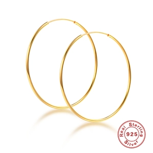 Minimalist 925 Sterling Silver Smooth Hoop Earrings For Women Geometric Round Circle High Polish Fashion Jewelry Accessories