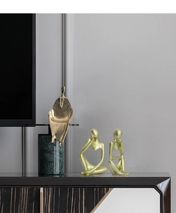 Modern abstract gold sculptures set of three for minimalist luxury home decoration