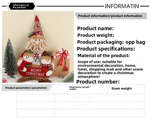 Detail of Santa and snowmen fabric ornaments with Merry Christmas sign for home decor