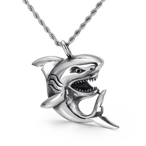 Shark Head Pendant 316L Stainless Steel Creative Punk Gothic Animal Charm Jewelry Accessory For Men