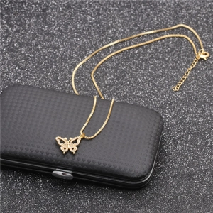 Elegant gold necklace for women featuring a sparkling butterfly pendant with crystals