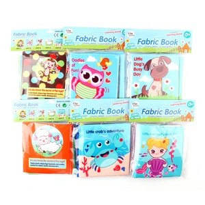 Set di sei libri in tessuto antistrappo per neonati con temi animali per l'apprendimento