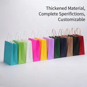 Colorful assorted square bottom paper gift bags with twisted handles in multiple vibrant colors