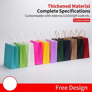 Colorful assorted square bottom paper gift bags with twisted handles in multiple vibrant colors