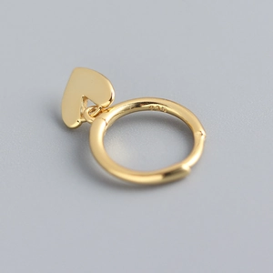 925 silver heart charm hoop earrings in gold finish with a polished minimalist design