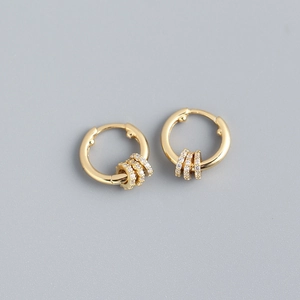 Detailed view of S925 sterling silver hoop earrings with detachable sparkling zircon rings