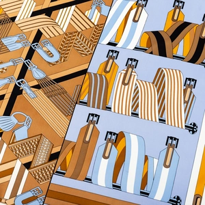 90cm silk scarf featuring premium equestrian harness prints and hand-rolled edges