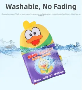 Washable baby duck hand puppet book with vibrant water splash to show colorfast material