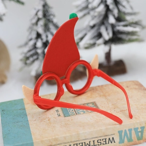 Christmas elf glasses frame with mini Santa hat and beige ears for party costume decor