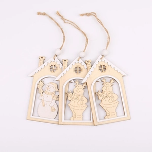 Three-piece set of wooden Christmas ornaments featuring snowflake and reindeer laser cutouts