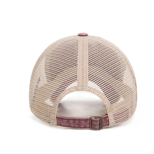 Adjustable mesh trucker hat for men and women with breathable fabric and metal buckle