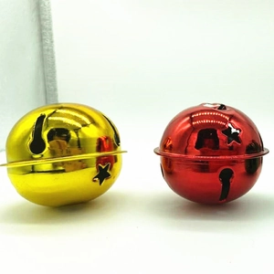 50mm gold and red metal star snowflake bells for Christmas DIY holiday decoration
