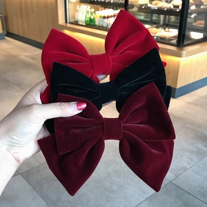 Velvet Large Bow Hair Clip For Women Korean Style Elegant Satin Ribbon Hairpin Oversized Back Head Accessory