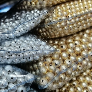 Bulk gold and silver frosted round beads with holes for DIY jewelry making and crafts