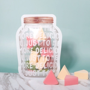 Triangle Makeup Puffs Hydrophilic Non Latex Sponge Wet Dry Use Mixed Colors Jar Shaped Zip Bag Beauty Cosmetic Tool