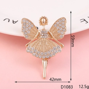Golden ballet dancer alloy pendant with sparkling rhinestones for DIY phone case decor