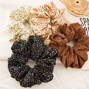 Oversized Fabric Scrunchies Polka Dot Leopard Print High Elasticity Fashion Hair Ties For Women Daily Wear