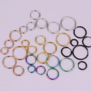 Minimalist Round Ear Hoop Earrings Stainless Steel Smooth Piercing Jewelry Punk Hip Hop For Men Women