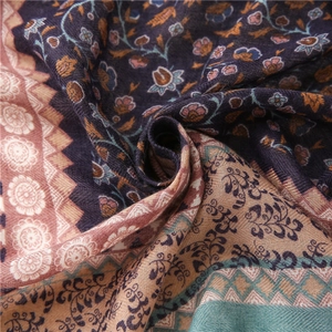Detailed close-up of Bohemian floral patterns on a soft cotton linen sunscreen shawl scarf