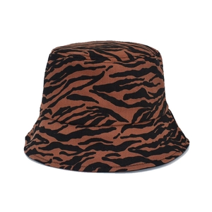 Chapeau bob élégant à motif zèbre marron et noir en coton de qualité supérieure