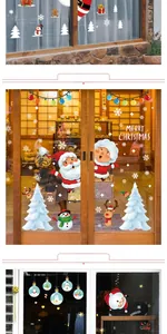 Detailed Christmas window stickers with Santa, reindeer and snowflakes for festive decor