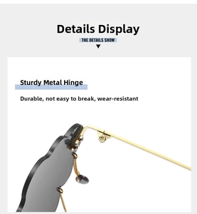 Detailed macro of the durable golden metal hinge and cloud-shaped grey sunglasses lens