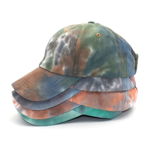 Tie Dye Baseball Cap Women Cotton High Ponytail Hole Sun Protection Adjustable Casual Outdoor Summer Hat