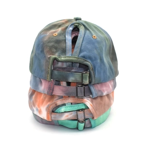 Tie-dye ponytail baseball caps for women with criss-cross back and adjustable metal buckle