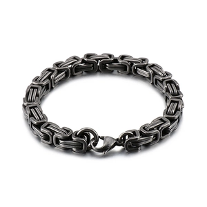 Men Byzantine Bracelet 316L Stainless Steel Retro Heavy Metal Punk Emperor Chain Hip Hop Jewelry Antique Silver Finish