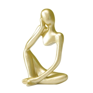 Modern minimalist gold thinker sculpture abstract home decor for living room shelf