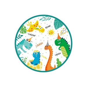 Cute green cartoon dinosaur paper plates for kids birthday party decoration and tableware