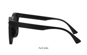 Vue latérale détaillée des lunettes de soleil carrées avec branches à texture matelassée