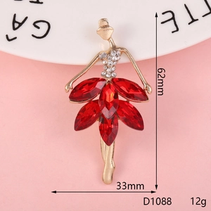Detail of ballerina alloy accessory with red gems, measuring 62mm by 33mm for DIY phone cases
