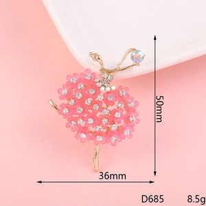 Pink resin flower ballet dancer figurine charm with crystals for DIY phone case jewelry